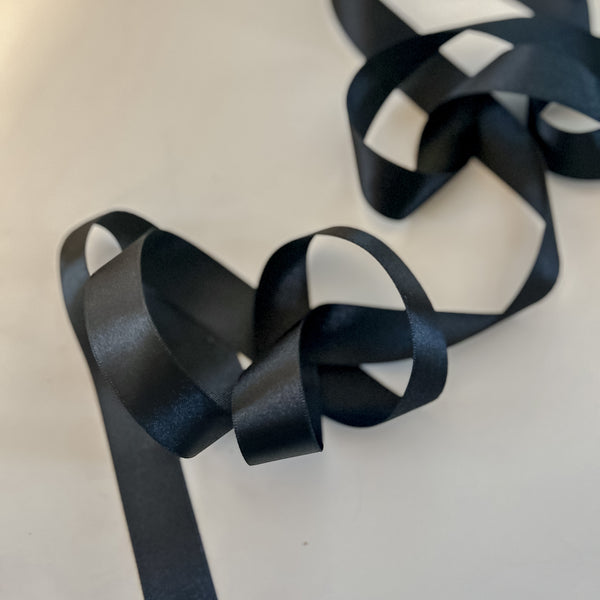 Black Satin Ribbon for Weddings 2.5cm width - 20m Roll