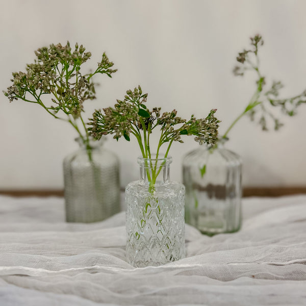 Textured Mini Glass Bottle Vase 9.5cm - Wedding Vase