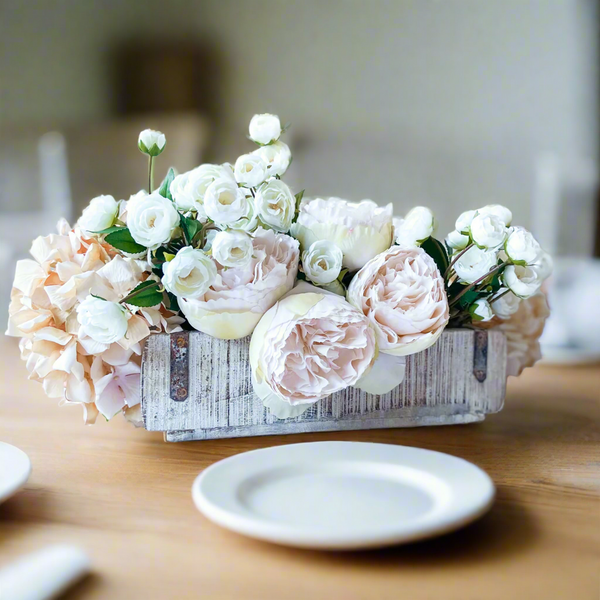 White Mango Wood Box Wedding Centrepiece - Reclaimed Brick Mould