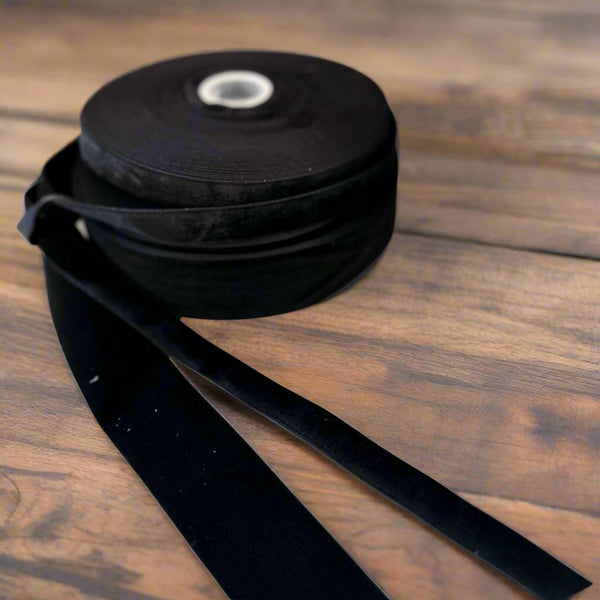 Black Velvet Ribbon 20m Roll (2 widths available)