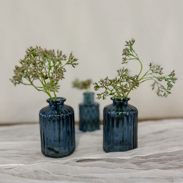 Blue Glass Bottle Vases Florence (Set of 2) - Wedding Vases