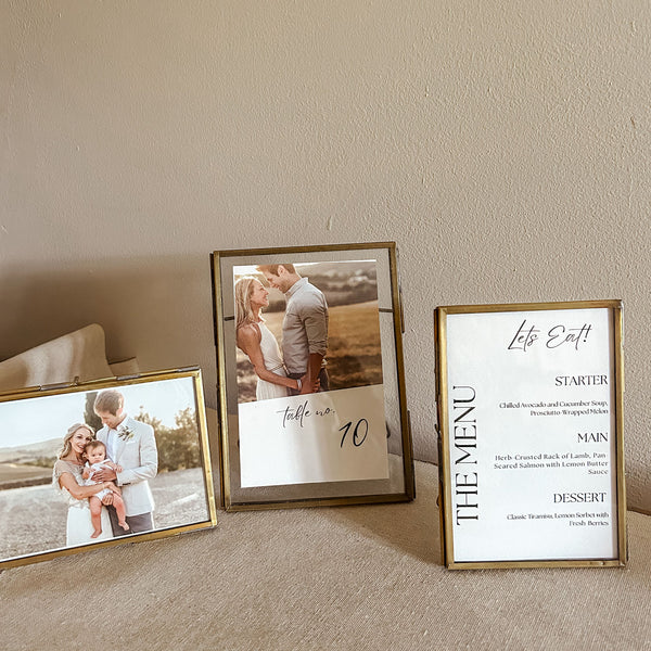 Brass Photo Frames Table Numbers (Free Standing) Wedding Stationery