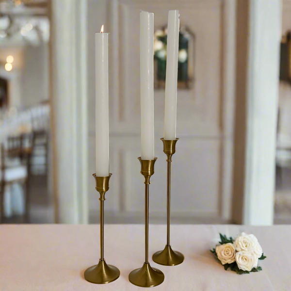 Brushed Gold Candle Sticks – Set Of 3