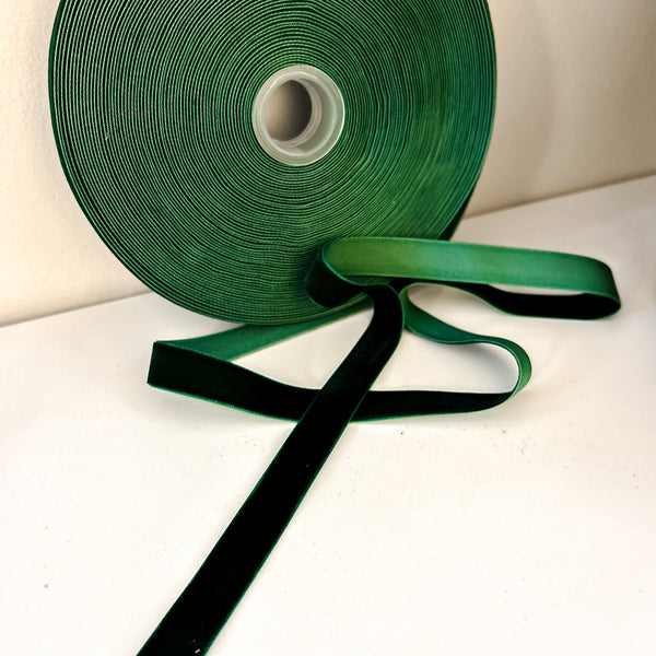 Dark Green Velvet Ribbon 20m Roll (2 widths available)