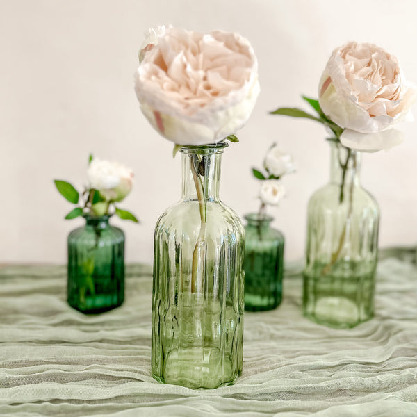 Green Glass Bottle Vase - Wedding Centrepiece