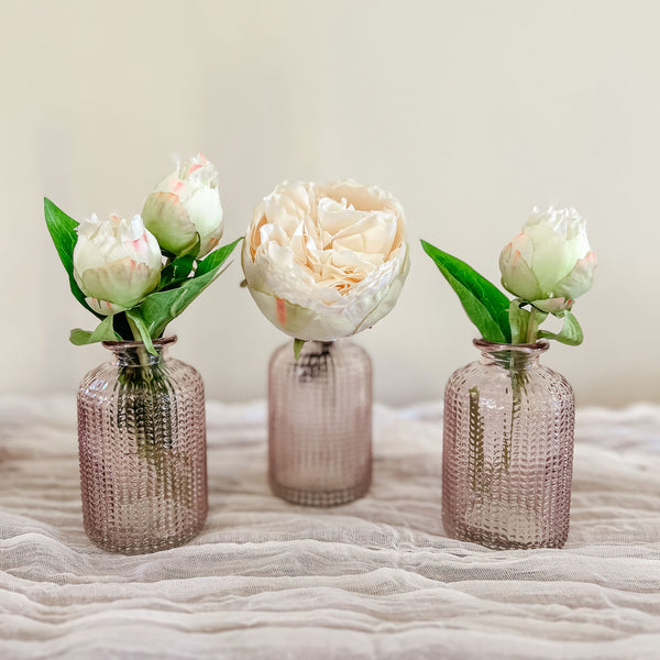 Pink Glass Bud Vases - Set of 3