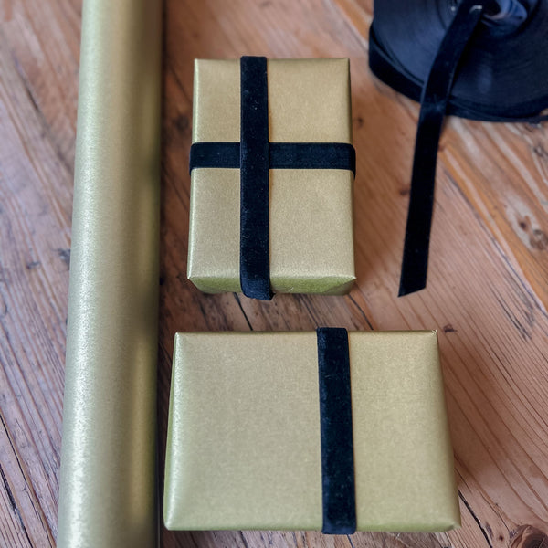 Plain Matte Gold Wrapping Paper Roll - 10m Roll