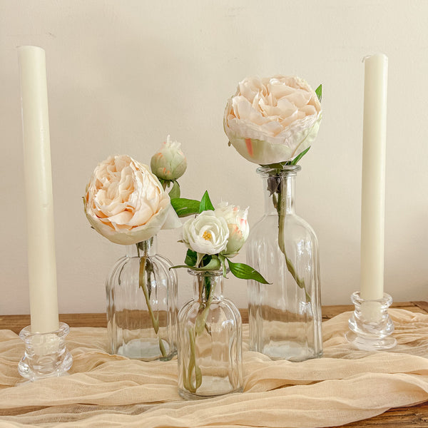 Ribbed Glass Bottle Vases (3 Sizes) - Wedding Vases