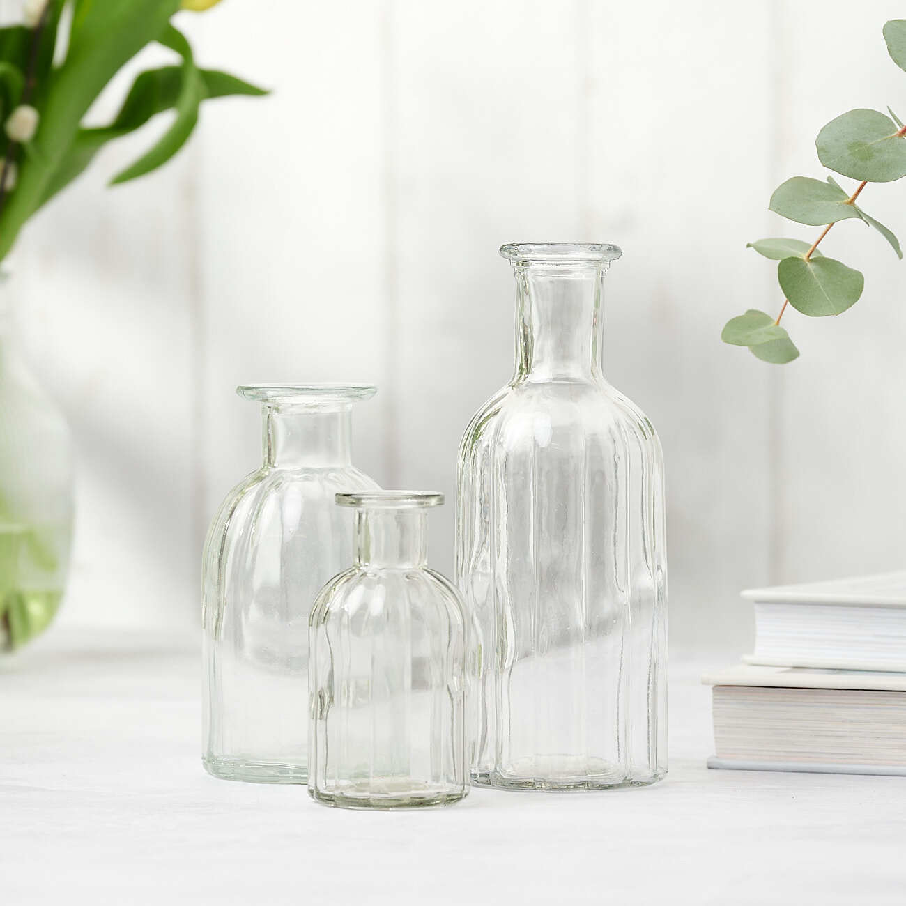 Ribbed Glass Bottle Vases (3 Sizes) - Wedding Vases – The Wedding Of My ...