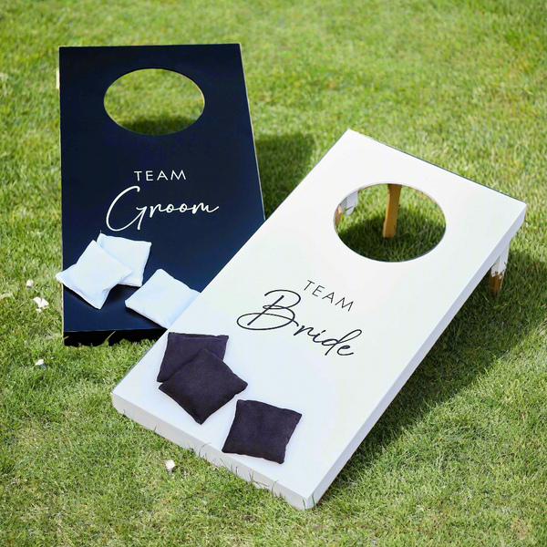 Wedding Garden Games - Corn Hole Team Bride / Team Groom