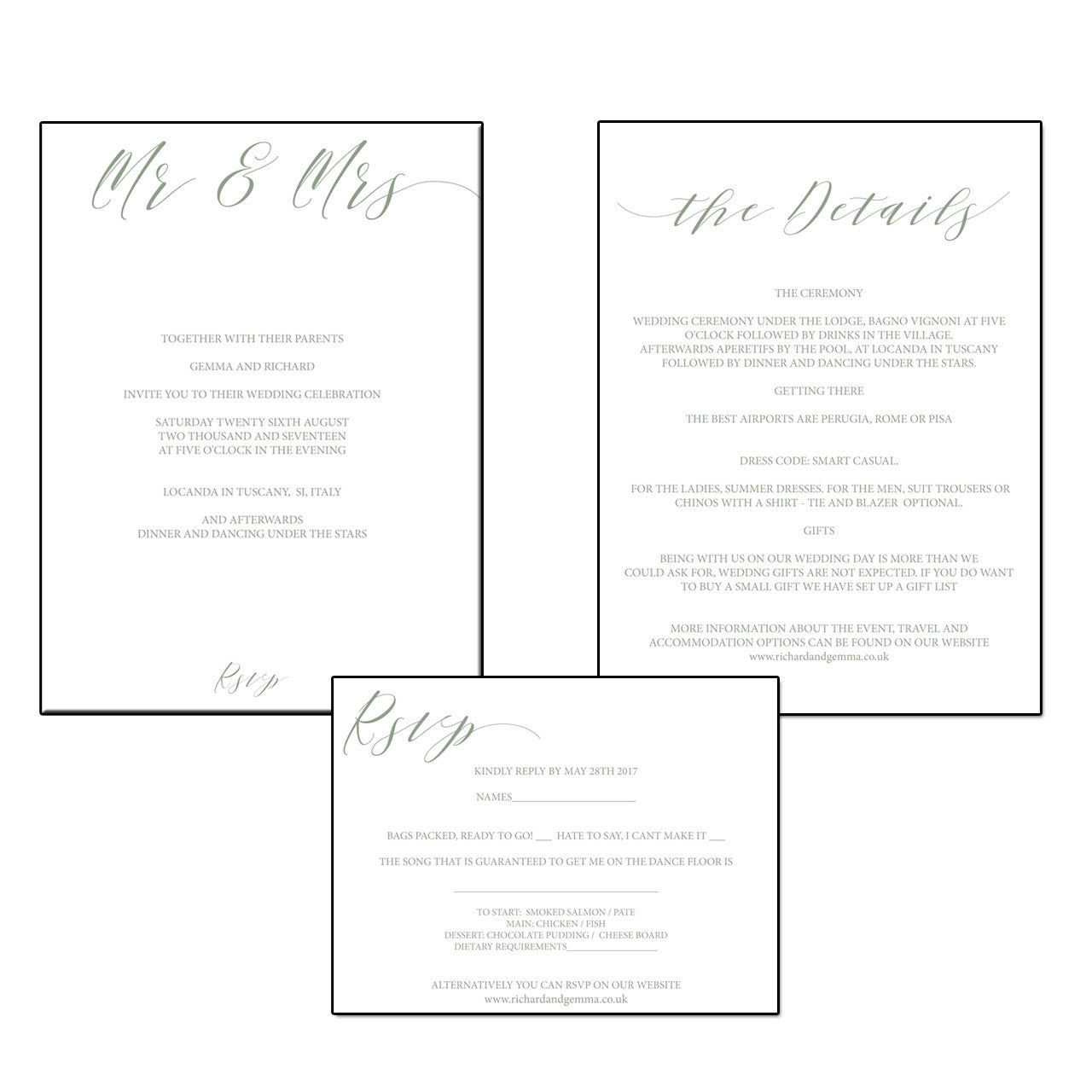 Calligraphy Wedding Stationery Suite - Digital Download / Printable ...